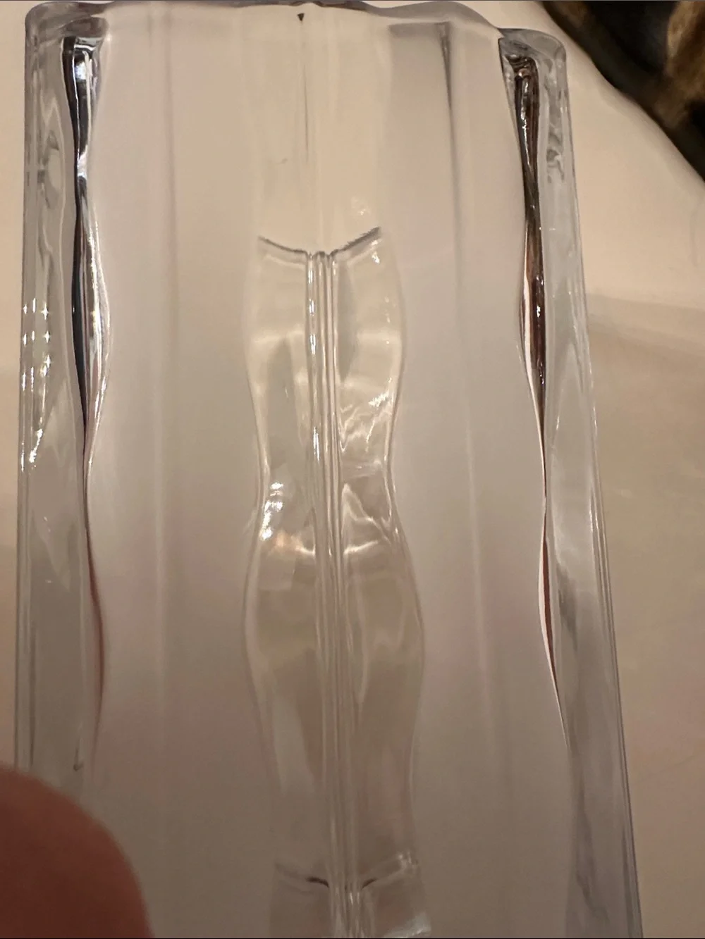 Clear Glass Textured Vase -Signed Luay - 6 5/8” Tall